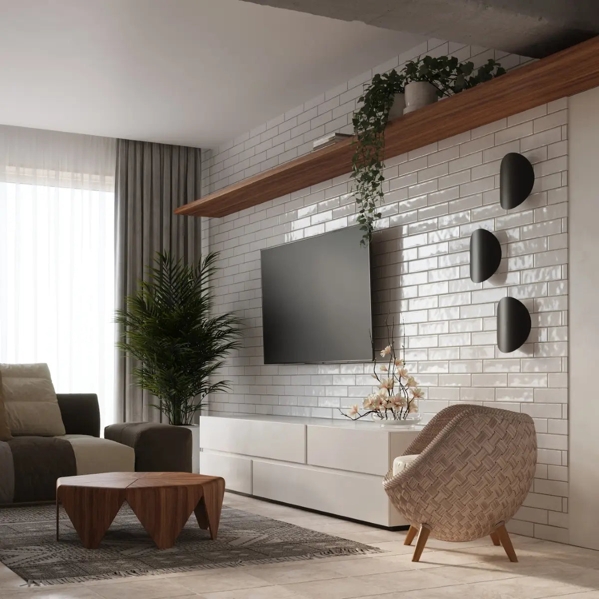 Wandleuchte Planet – Schwarz & Stahl