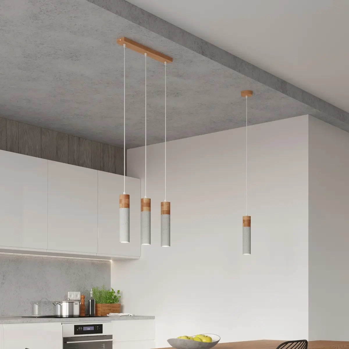 Hanglamp Tube Beton Wood 1 – Grijs Beton & Hout