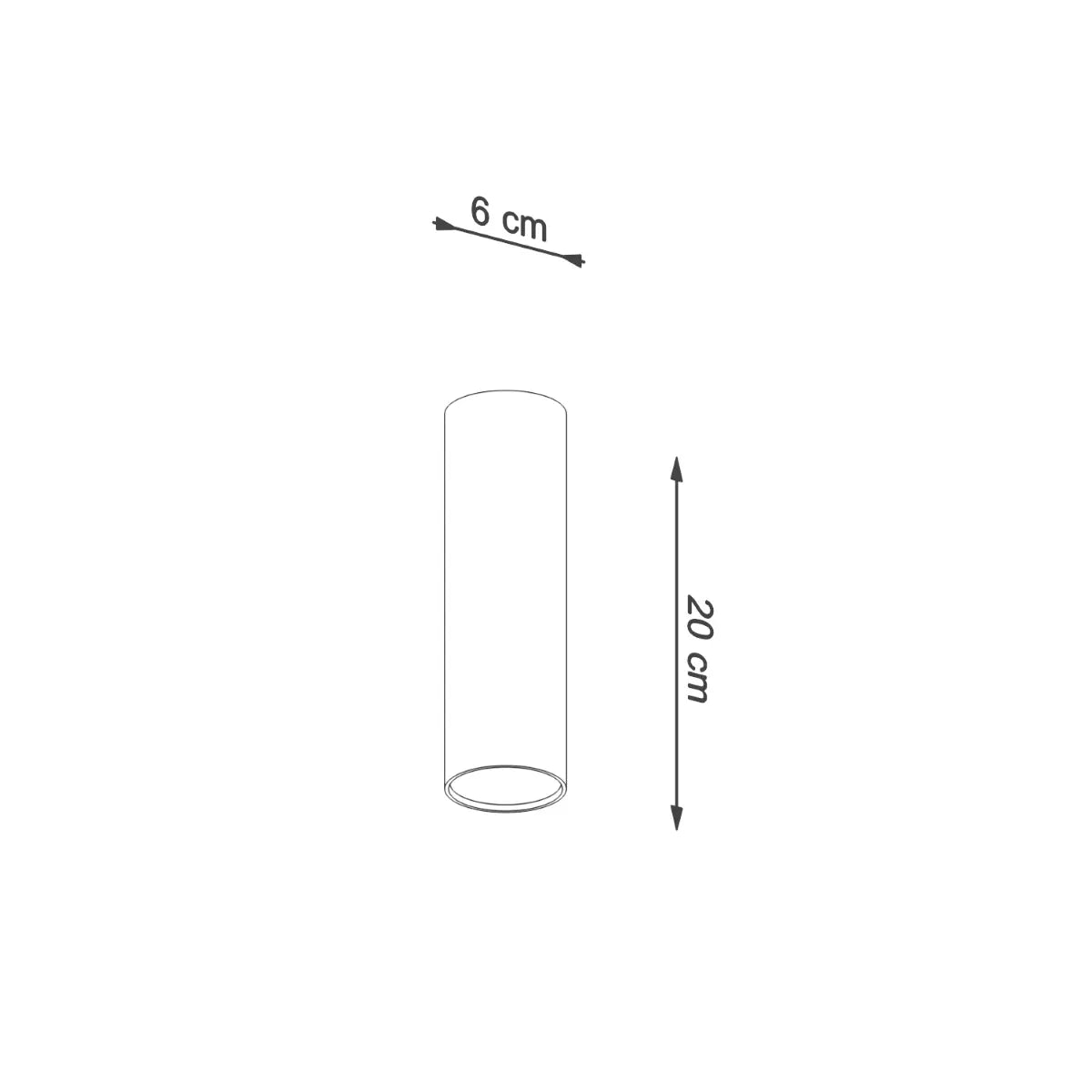 Plafondlamp Tube 20 – Zwart & Staal