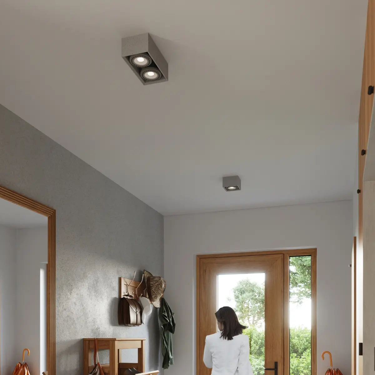 Plafondlamp Square 3 Double – Grijs & Beton