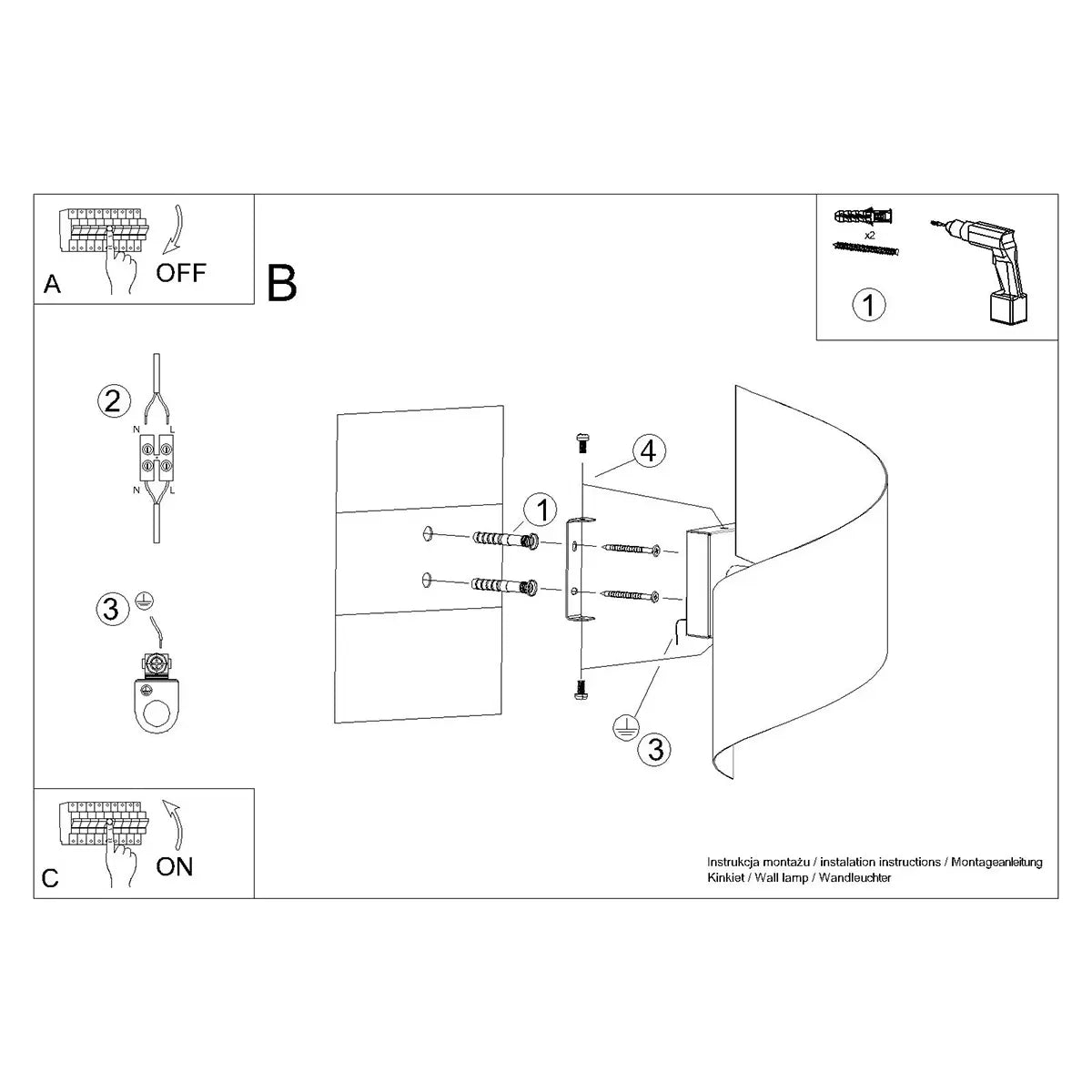 Wandlamp Tornado – Wit & Staal