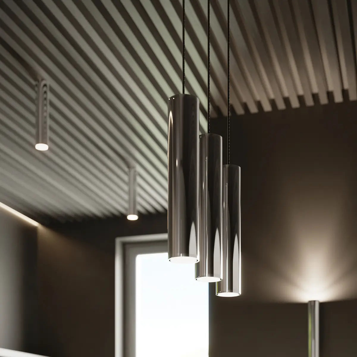 Plafondlamp Tube 30 – Goud & Staal