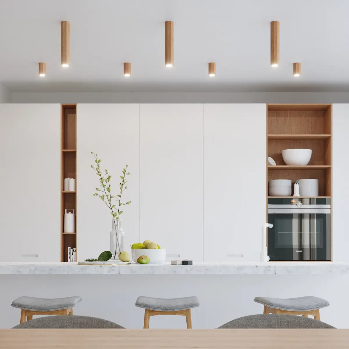 Deckenleuchte Hexagon 4 – Eiche & Holz