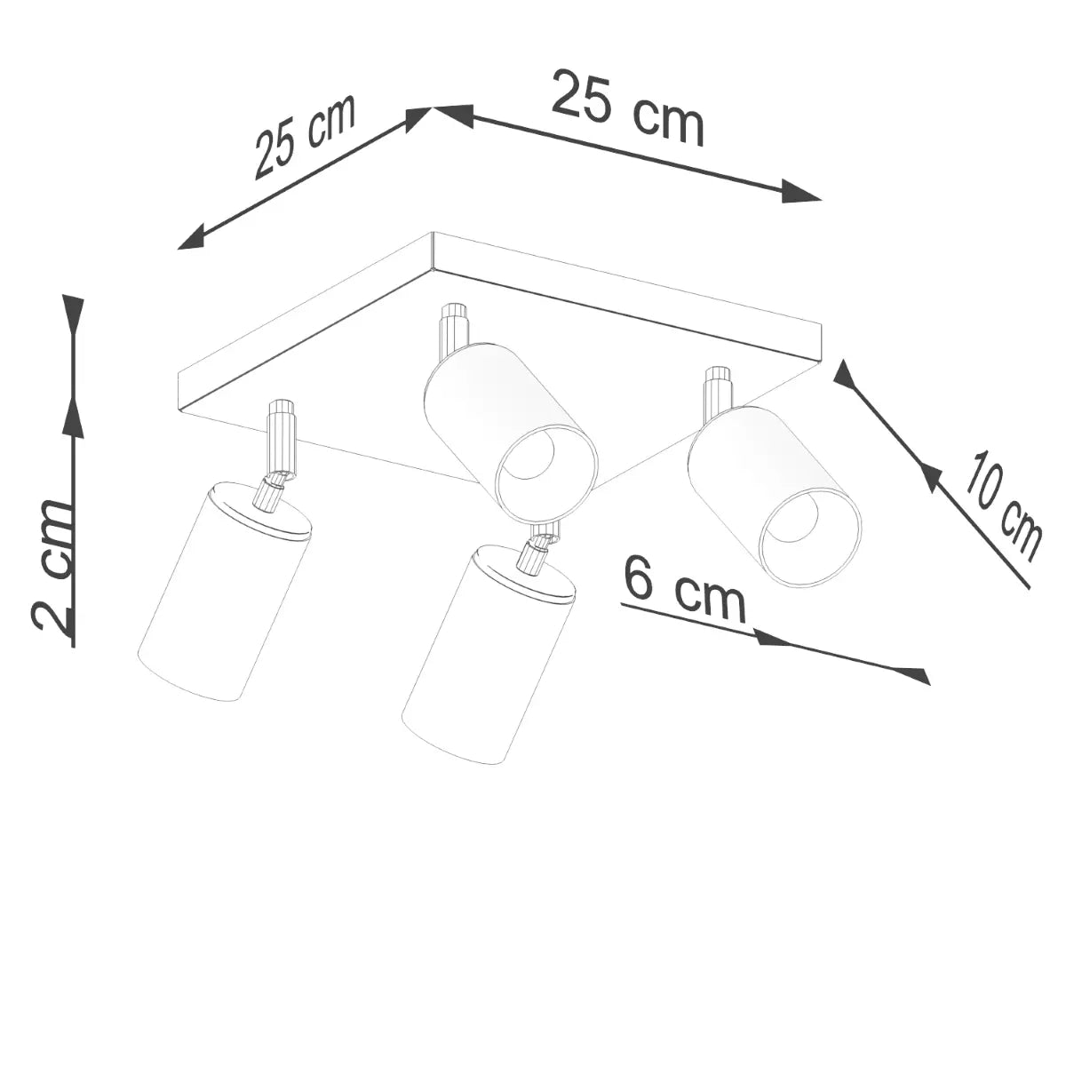 Plafondlamp Tube 4S – Zwart & Koper & Staal