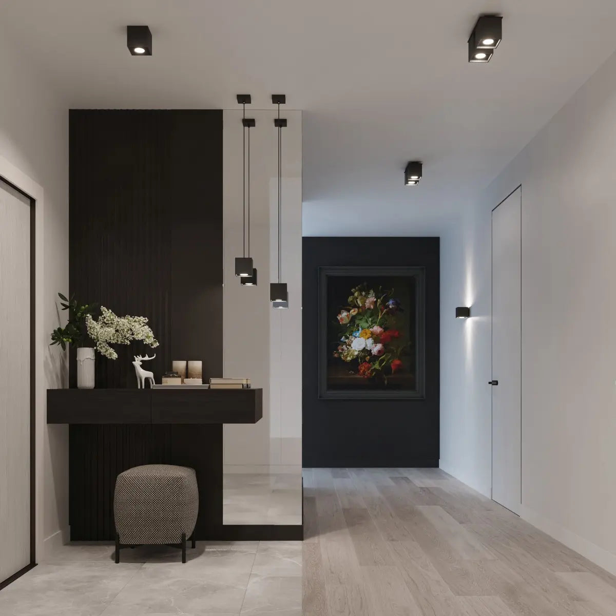 Pendelleuchte Square 1 – Schwarz & Aluminium