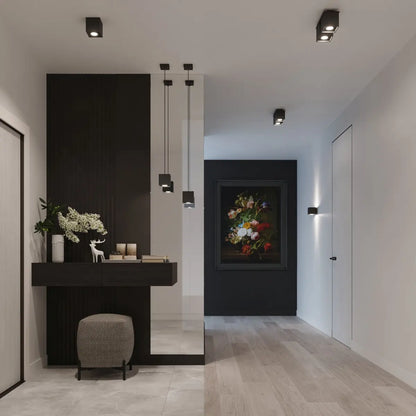 Pendelleuchte Square 1 – Schwarz & Aluminium