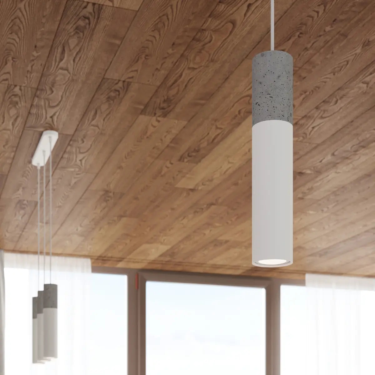 Hanglamp Tube Beton White – Wit & Grijs Beton