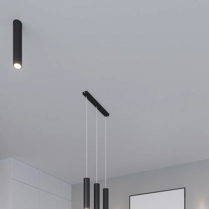 Pendelleuchte Tube Black 1 – Schwarz & Stahl