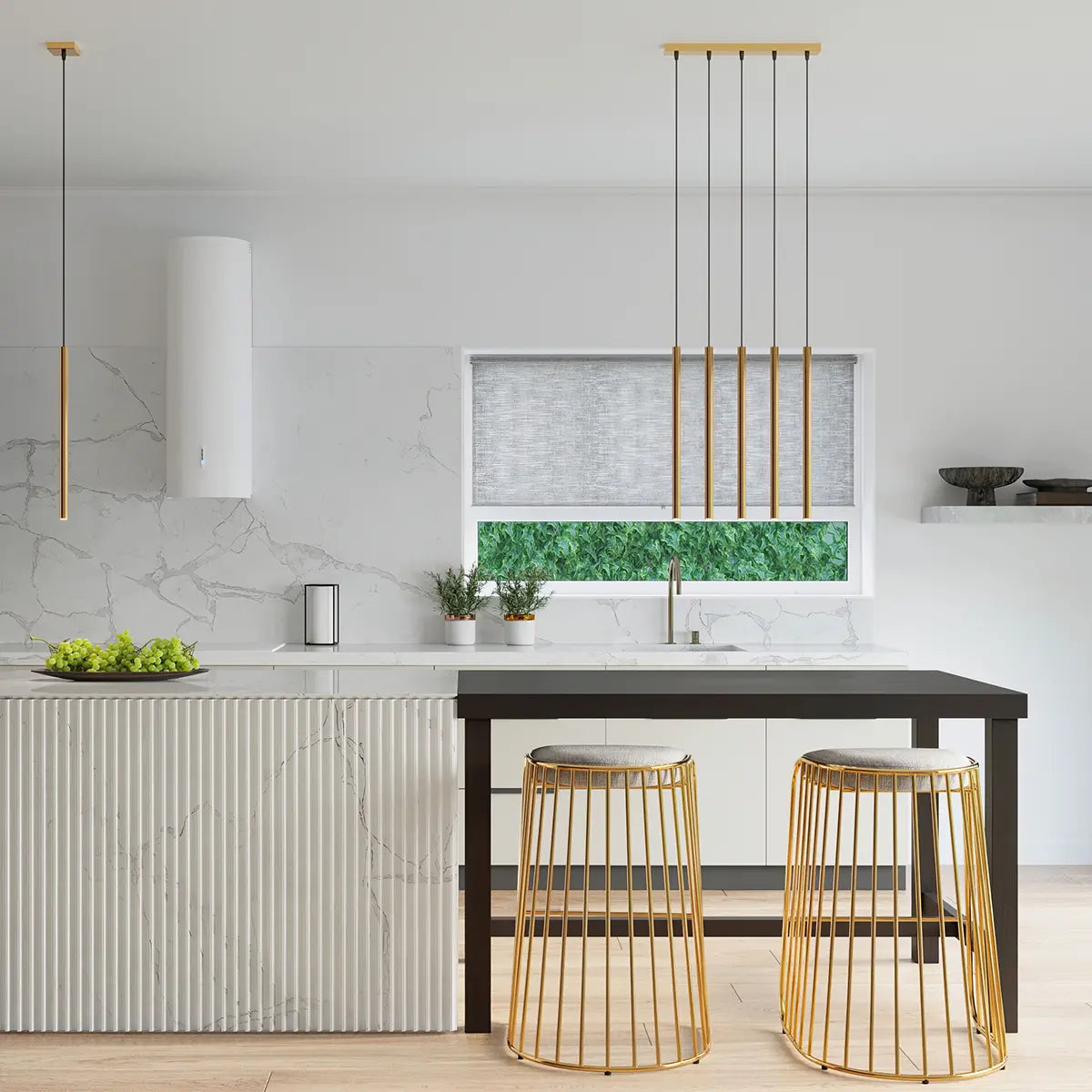 Pendelleuchte Matita 1 – Gold & Stahl