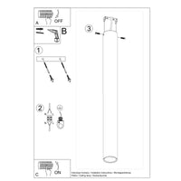 Deckenleuchte Tube Size 60 – Weiß & Stahl