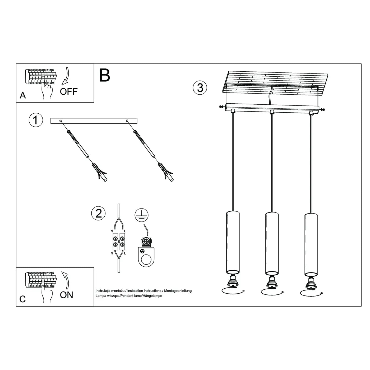 Hanglamp Tube 3 – Okerrood & Staal