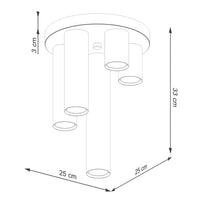 Deckenleuchte Tube 5R – Weiß & Stahl