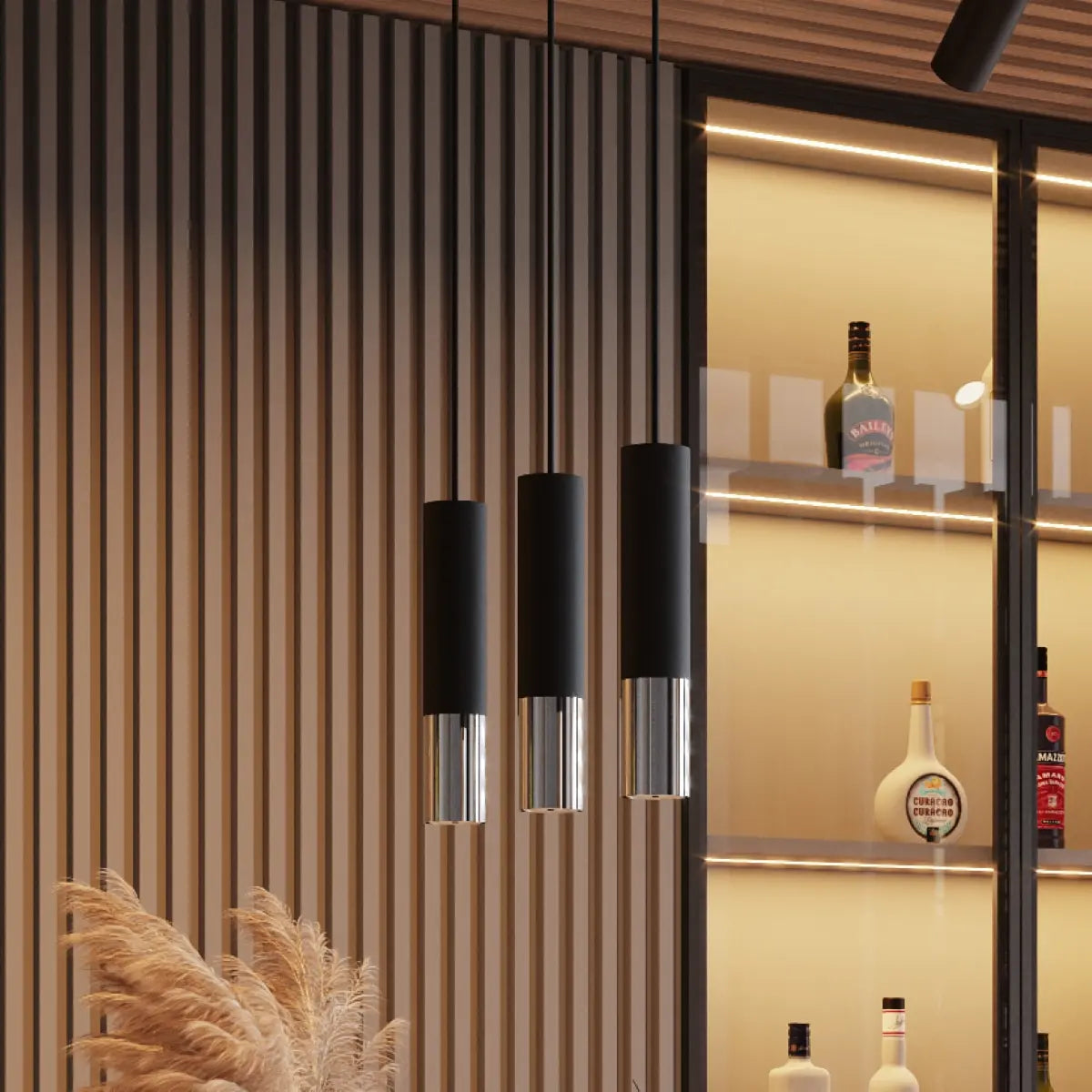 Hanglamp Tube 1 – Zwart & Chroom & Staal