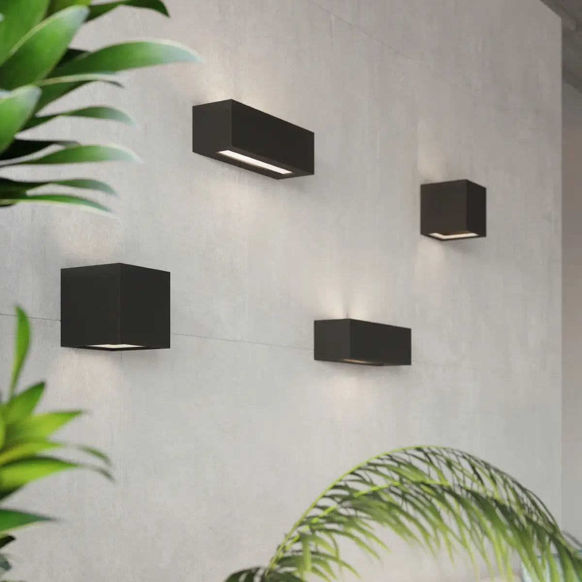 Wandlamp Square 1 – Zwart & Keramiek & Glas