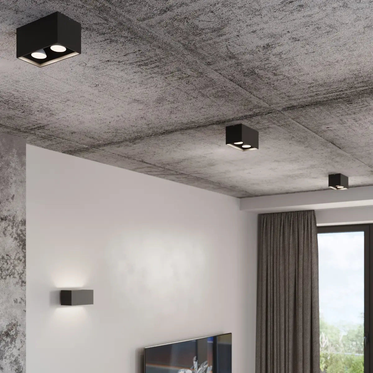 Plafondlamp Square Box – Zwart & Aluminium
