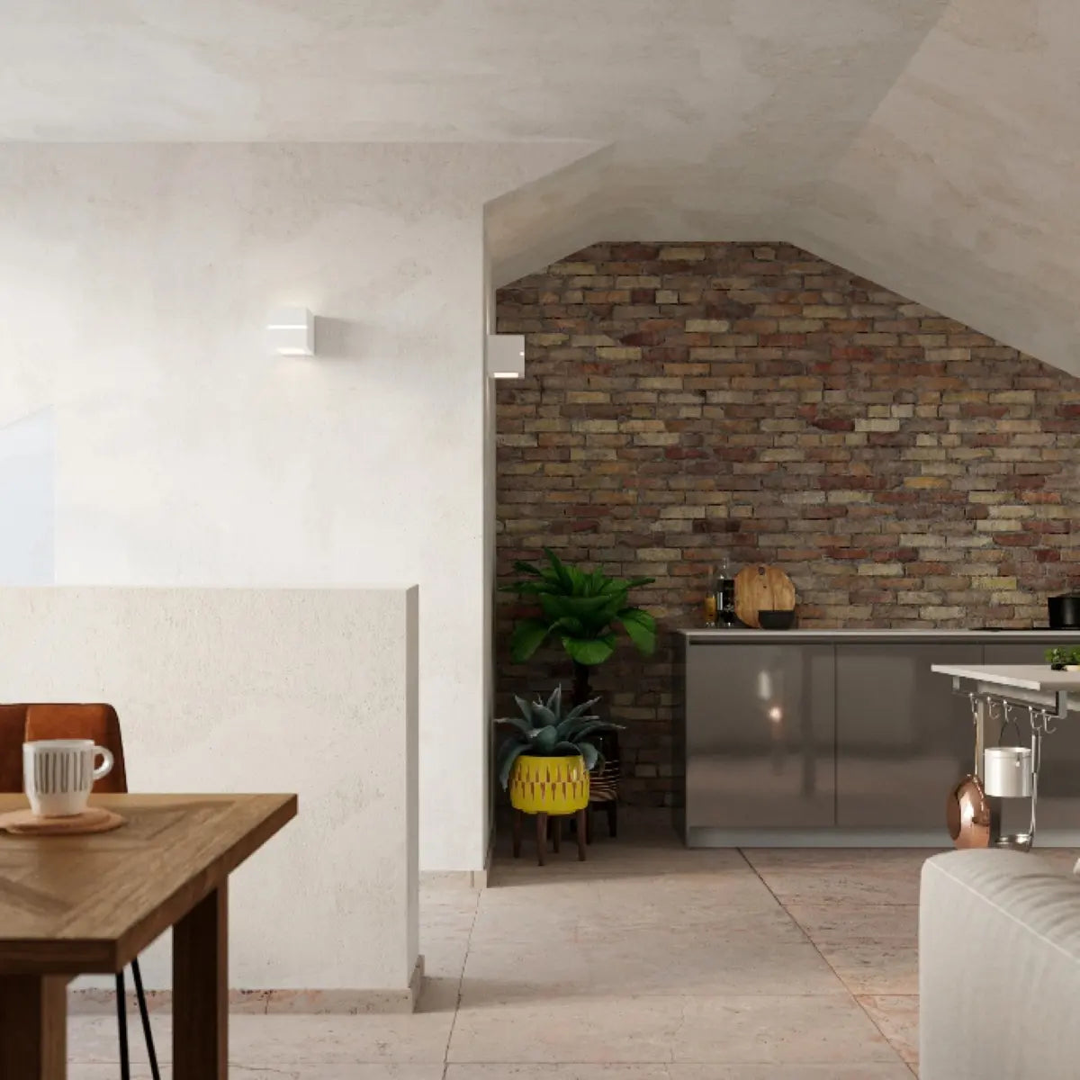 Wandleuchte Line 1 – Weiß & Keramik