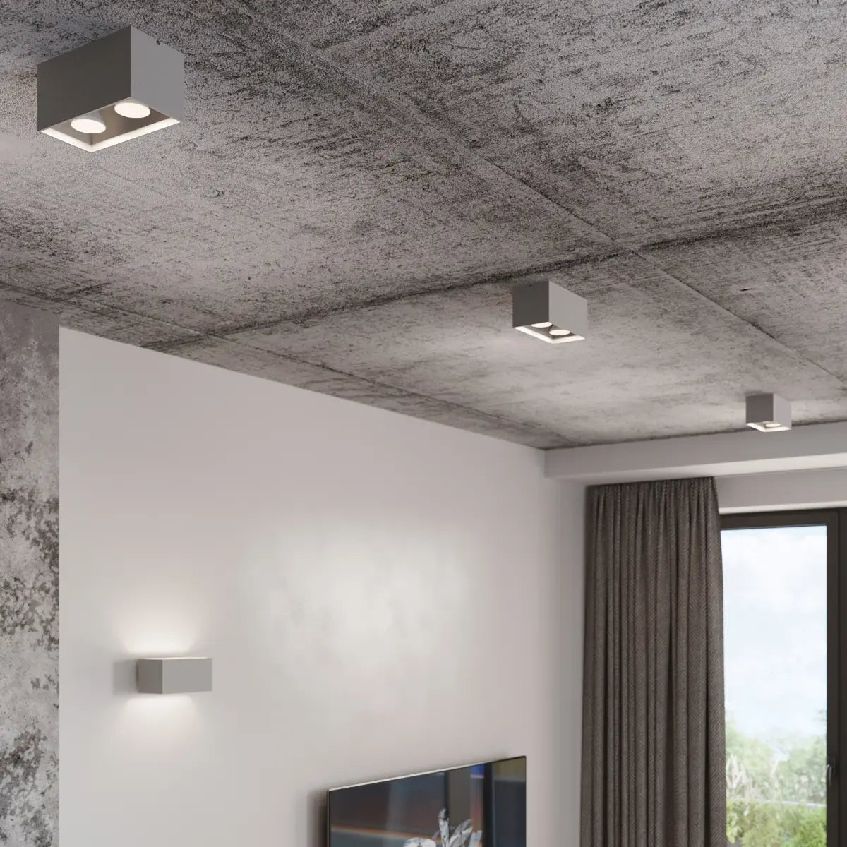 Plafondlamp Square Box – Grijs & Aluminium