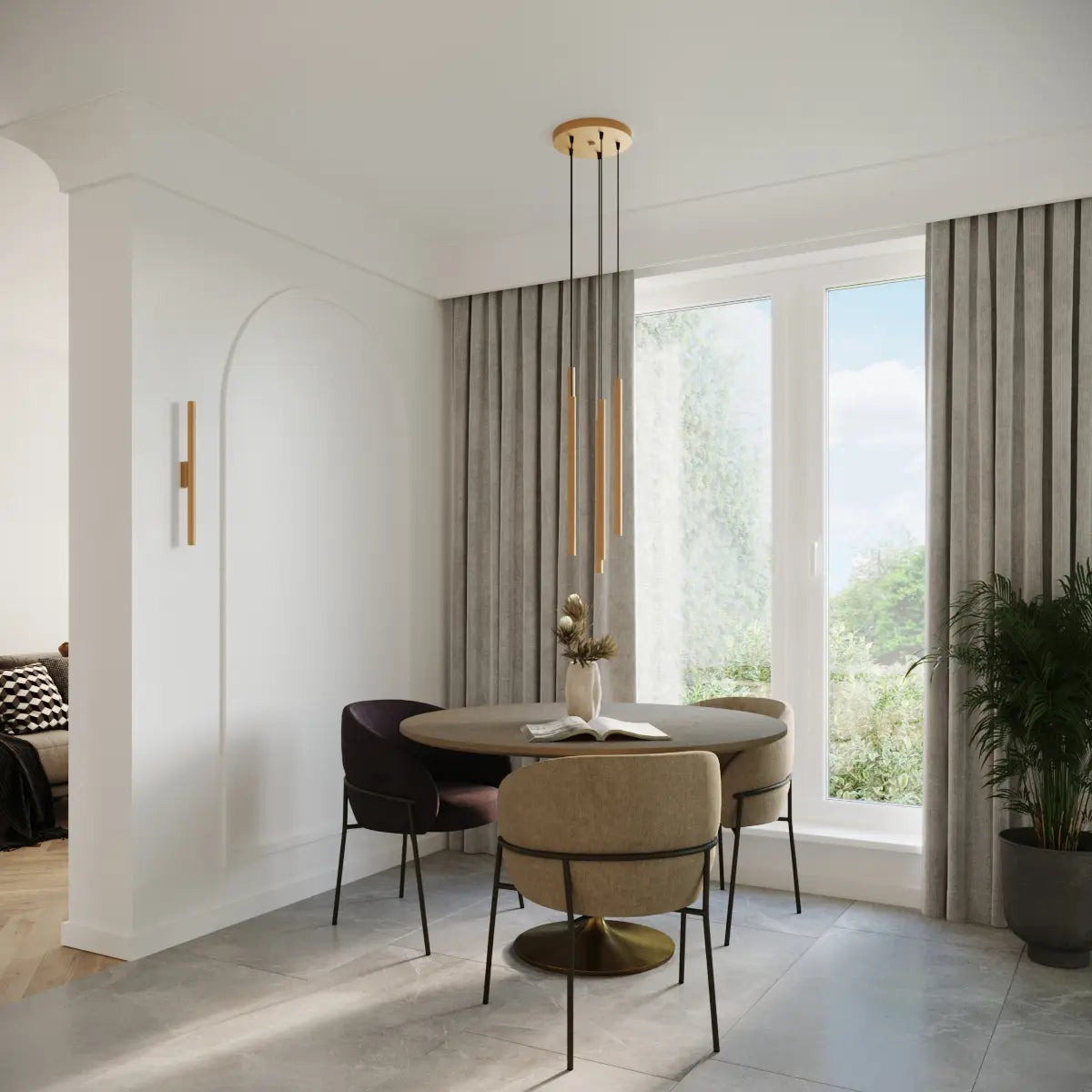 Wandleuchte Matita 50 – Gold & Stahl