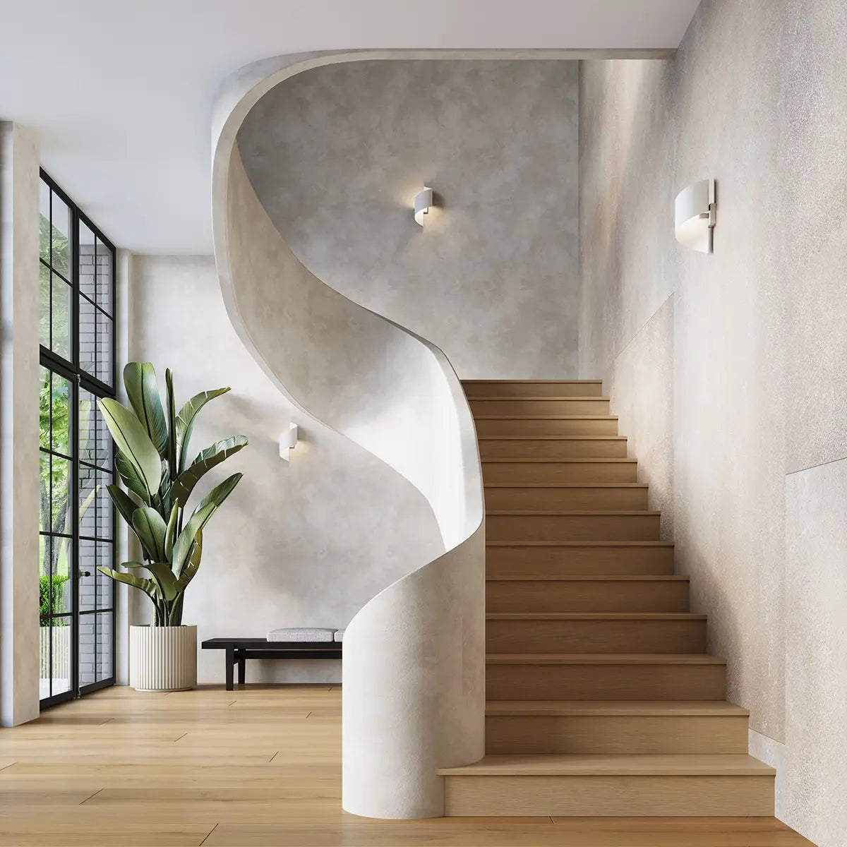 Wandleuchte Tornado – Weiß & Stahl