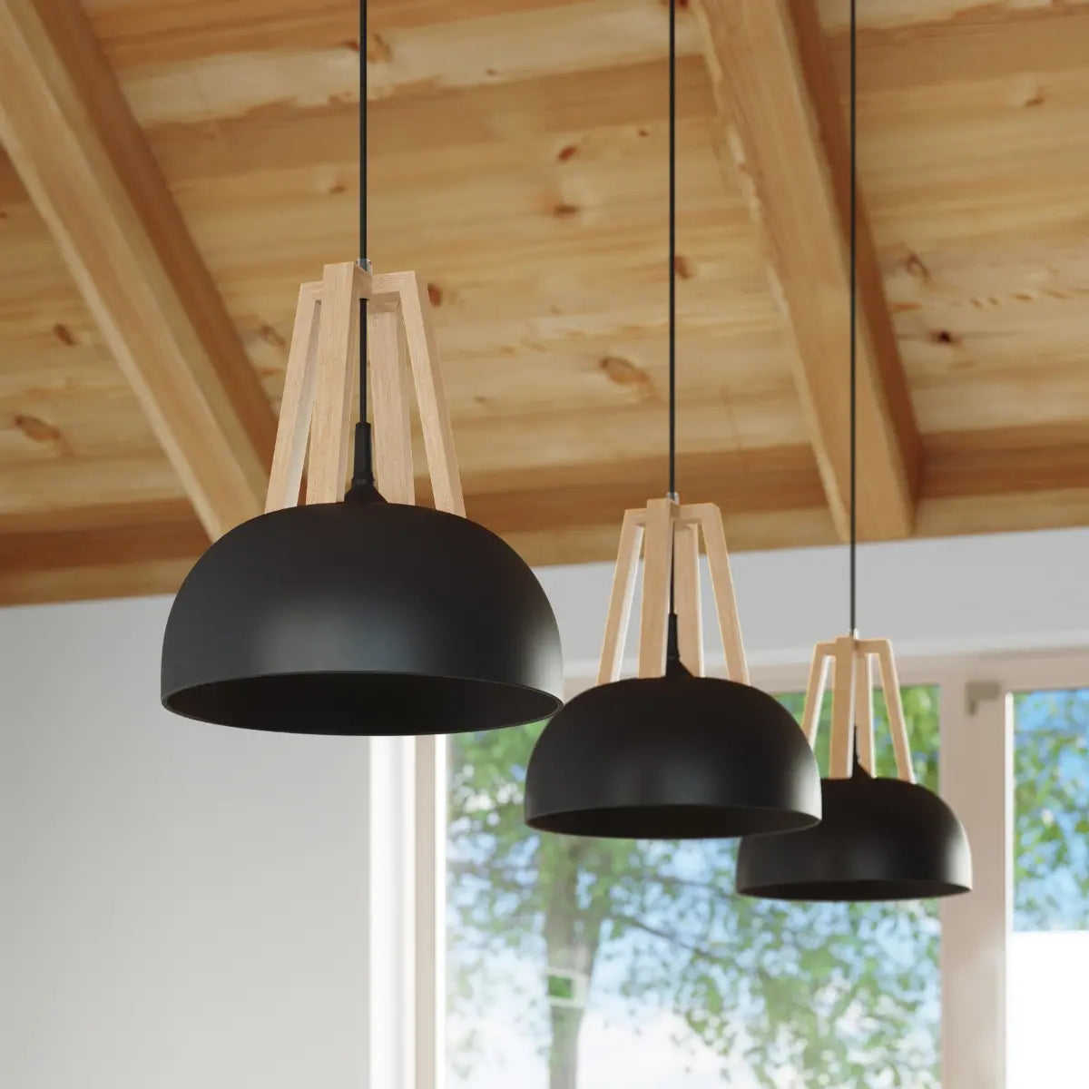 Hanglamp Galaxy – Zwart & Natuurlijk Hout