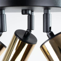 Plafondlamp Tube 3R – Zwart & Goud & Staal