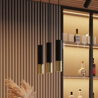 Hanglamp Tube 1 – Zwart & Goud & Staal