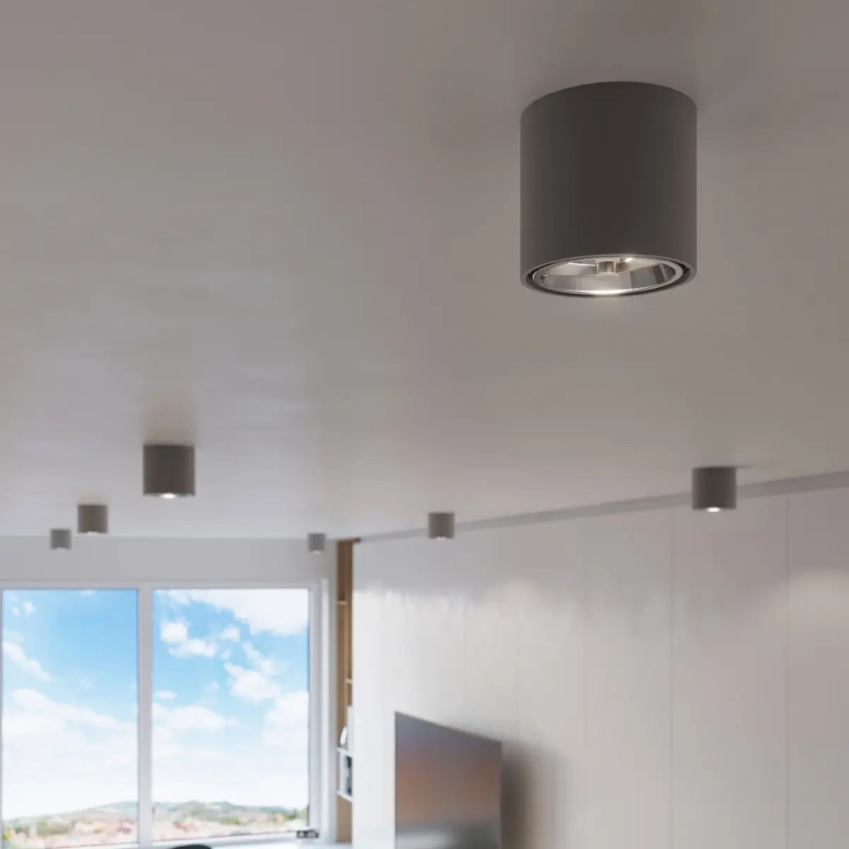 Deckenstrahler Rondo Flash – Grau & Aluminium
