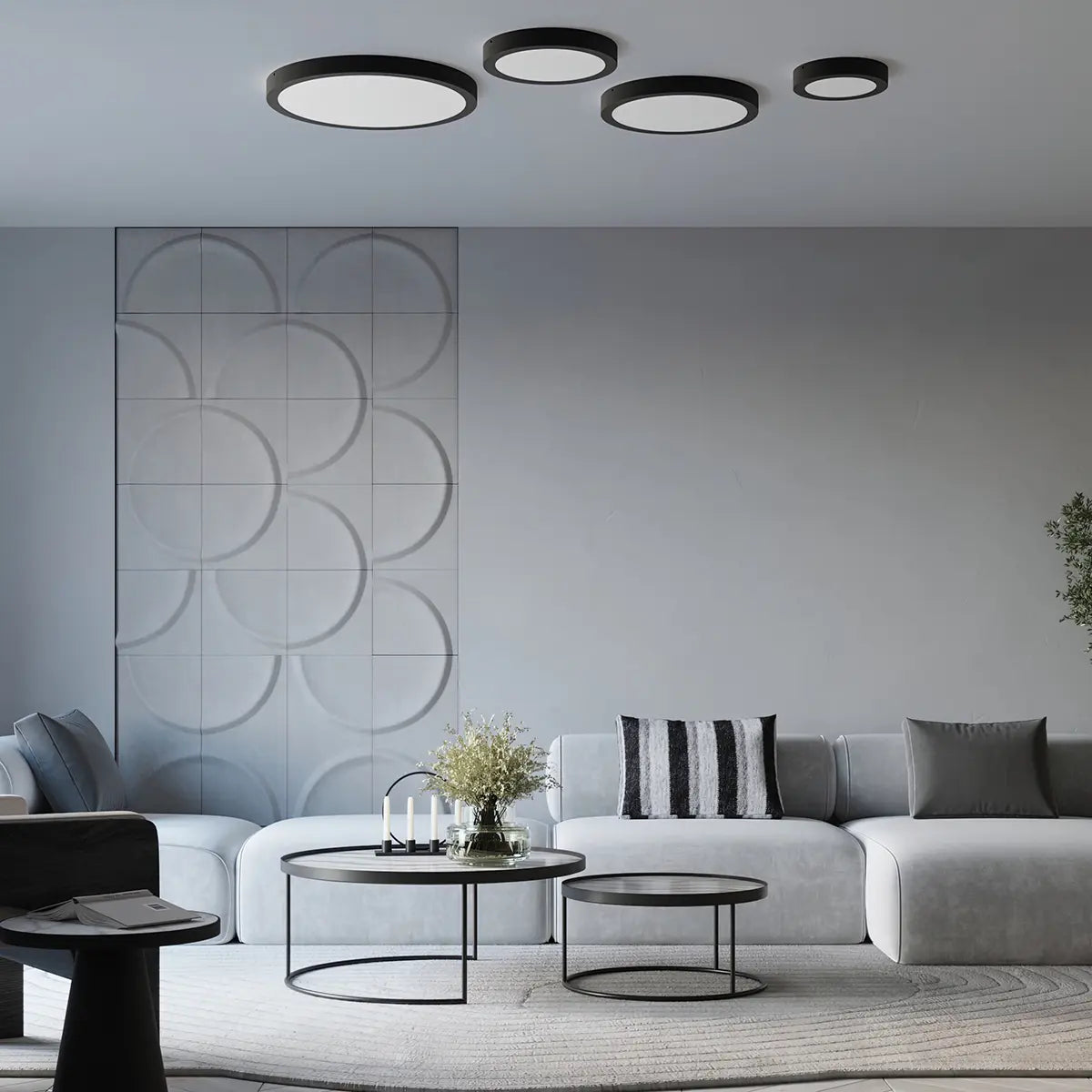 Deckenleuchte Ufo Thin 30 – Schwarz & Aluminium