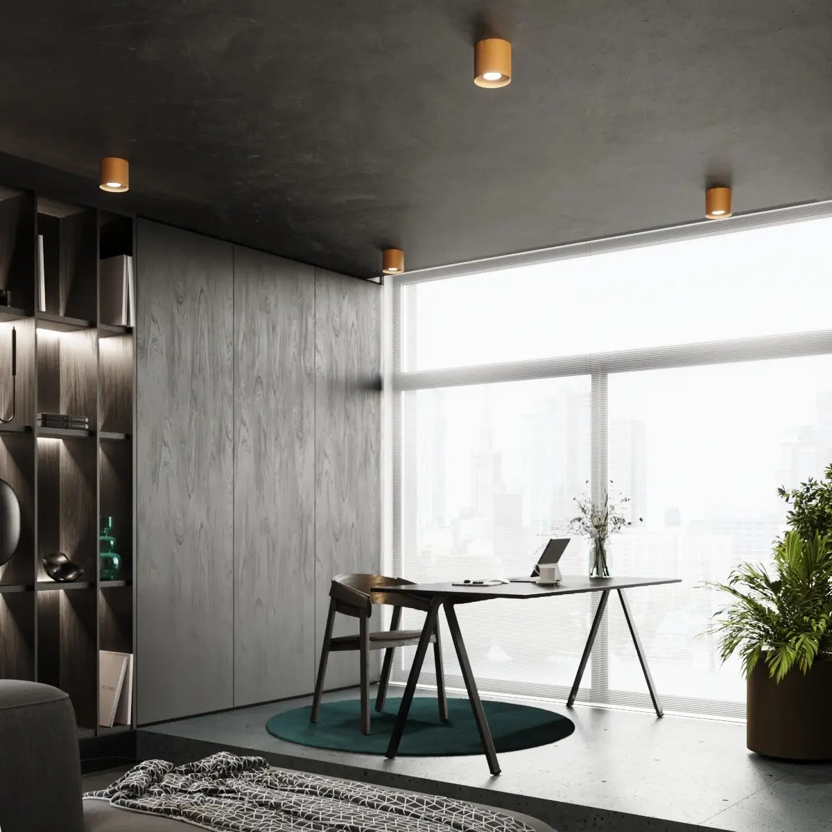 Plafondlamp Tube Plus – Goud & Aluminium
