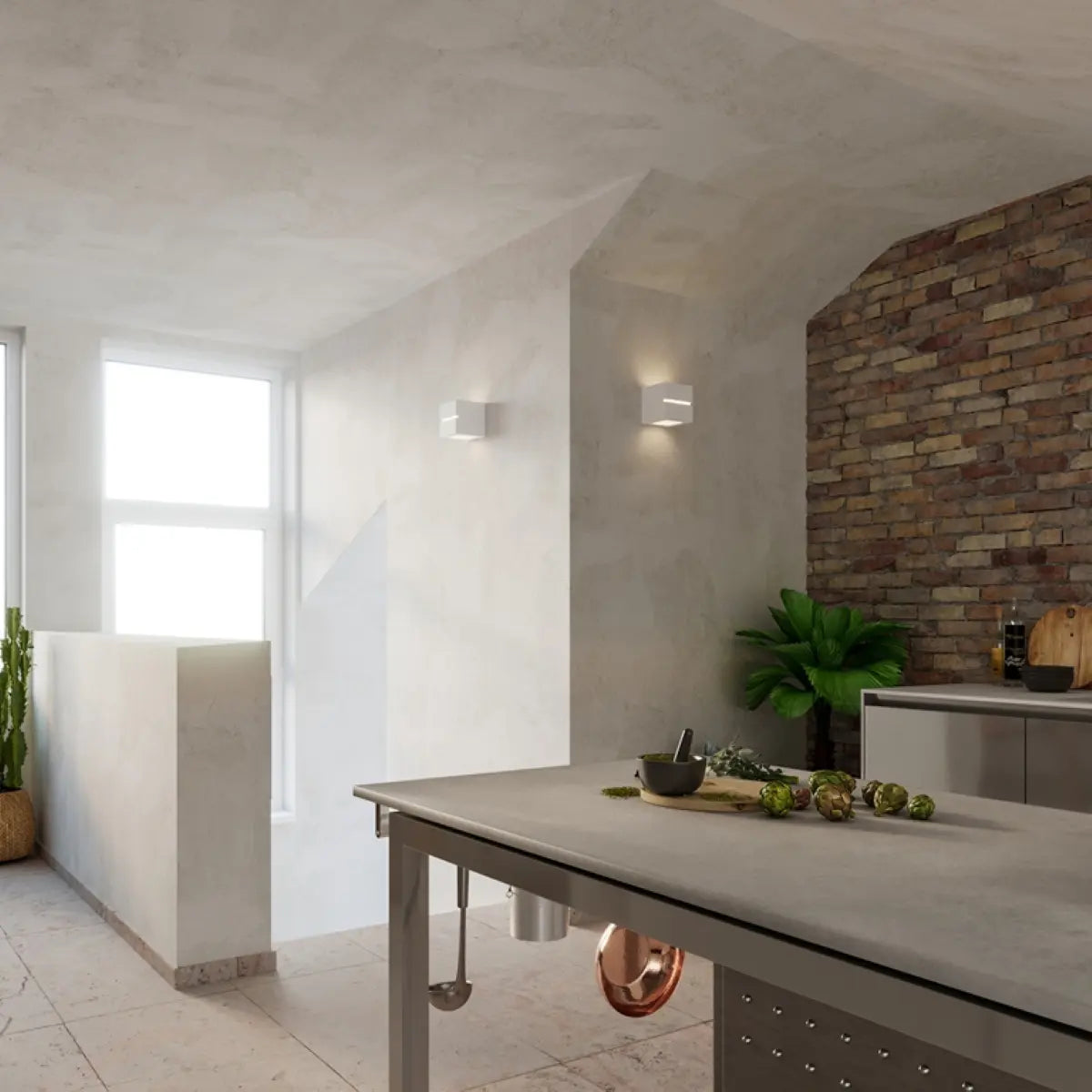 Wandleuchte Line 1 – Weiß & Keramik