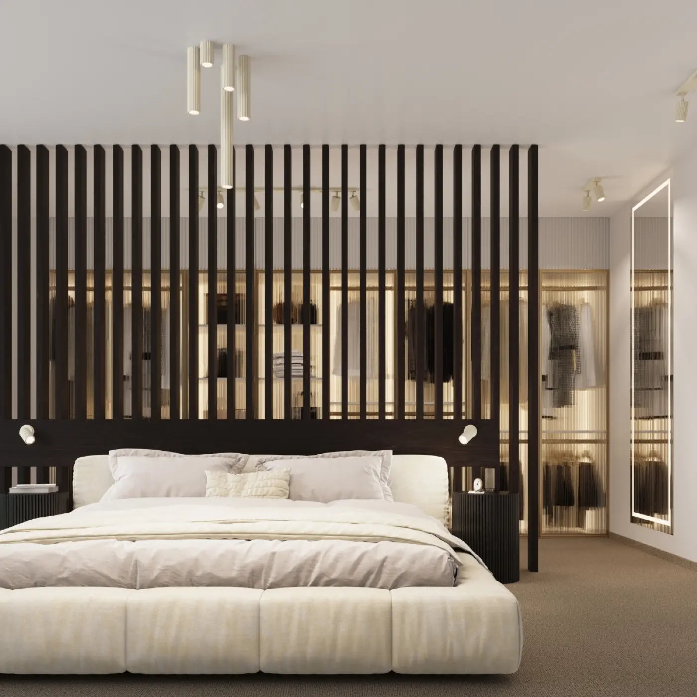 Wandleuchte Japandi – Beige & Aluminium