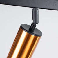 Plafondlamp Tube 4 – Zwart & Koper & Staal