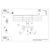 Plafondlamp Tube 4S – Zwart & Goud & Staal